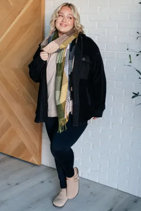 Warm & Cozy Checkered Fringe Scarf - In The Woods
