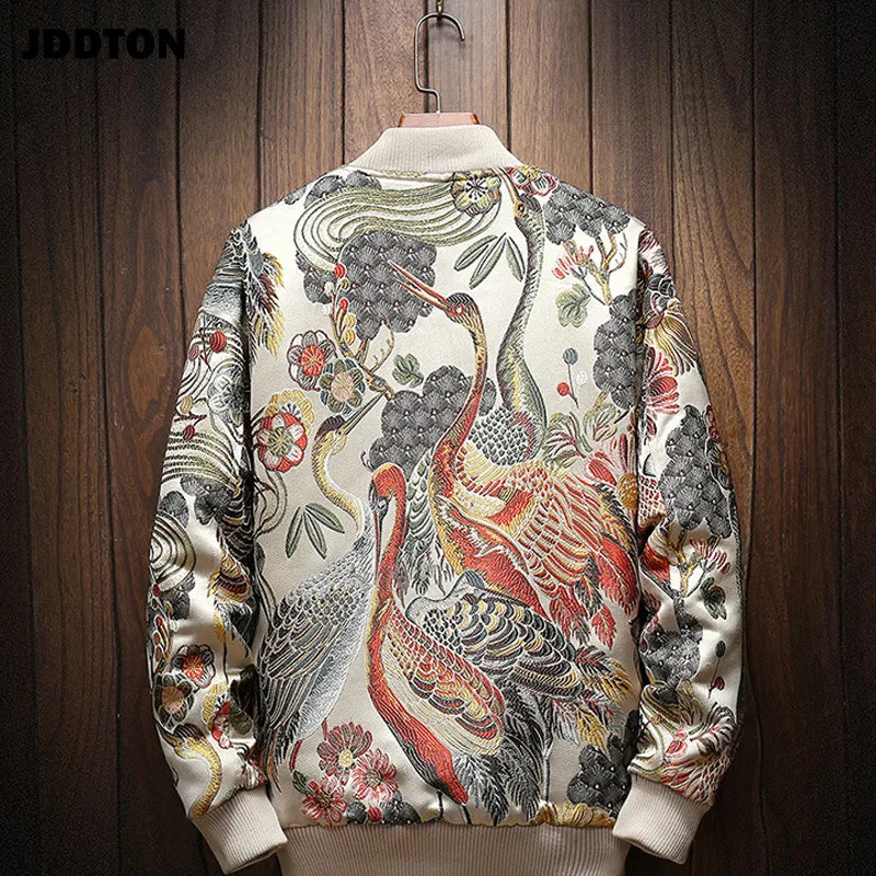 Women Embroidery Baseball Jacket Zipper Bomber