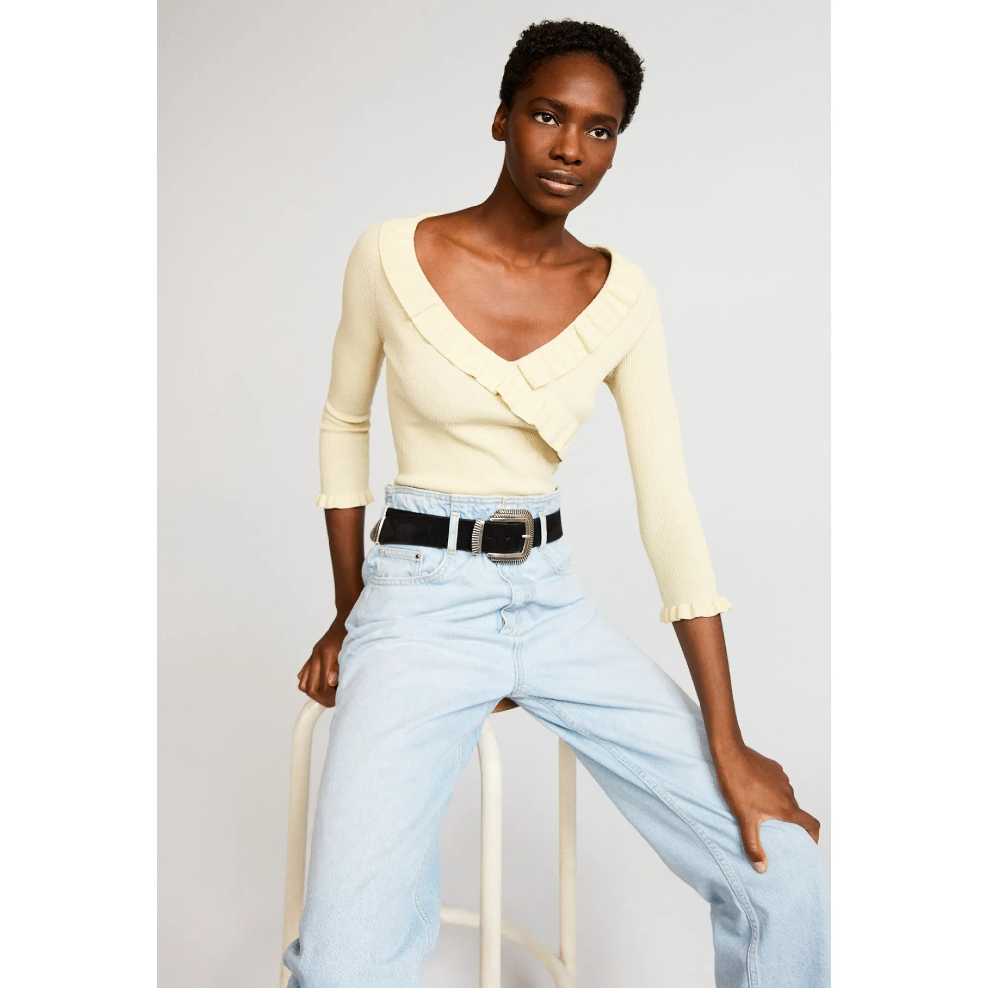 Women Striped Pullover - Vanilla