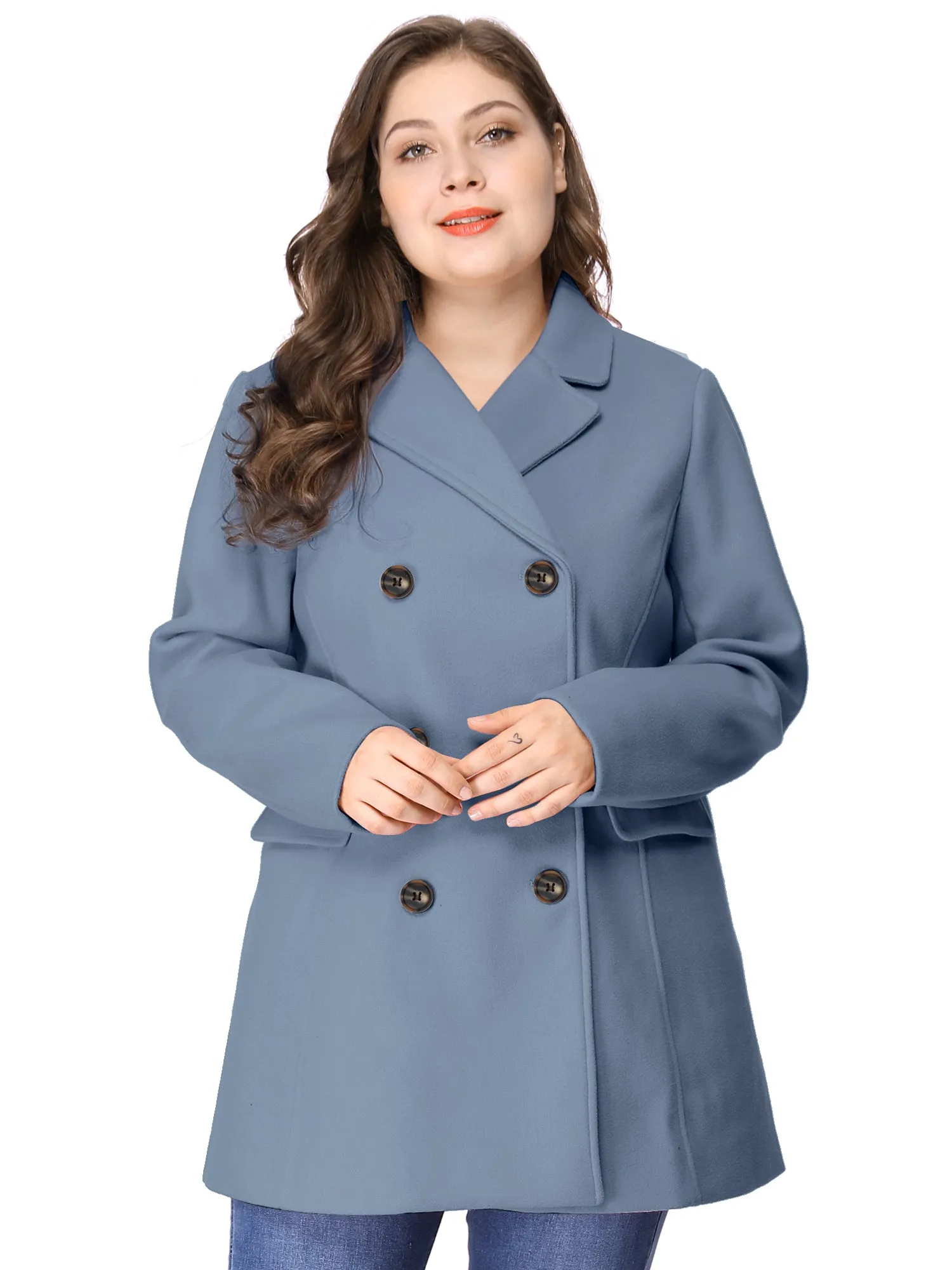 Women's Plus Size Notched Lapel Double Breasted Coat