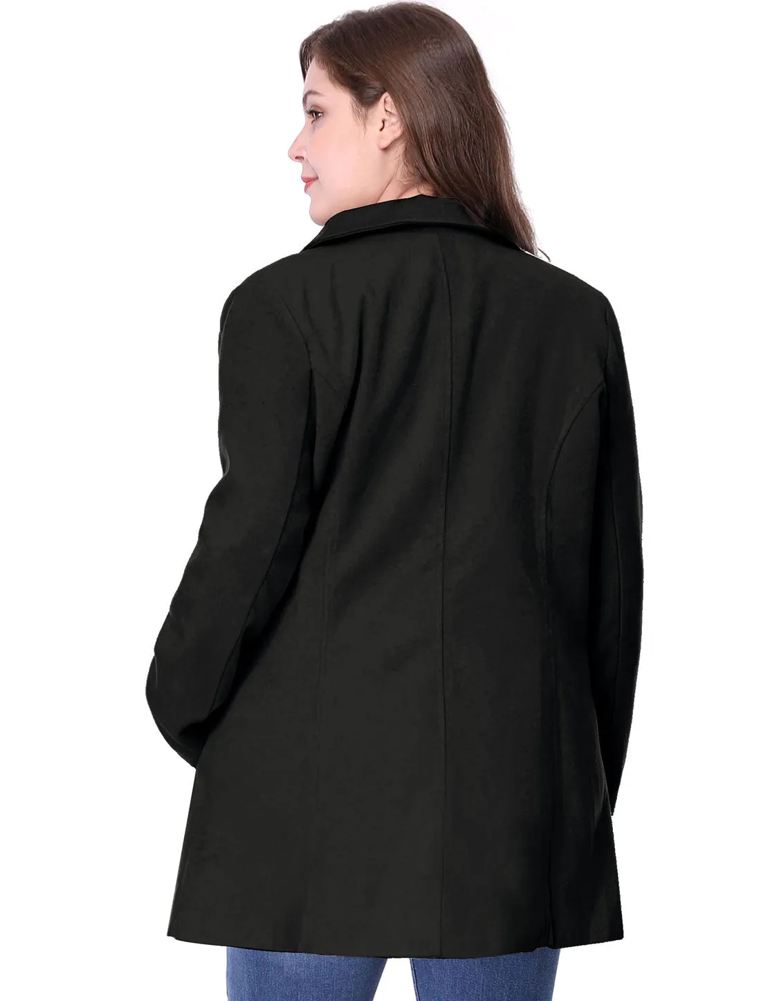 Women's Plus Size Notched Lapel Double Breasted Coat
