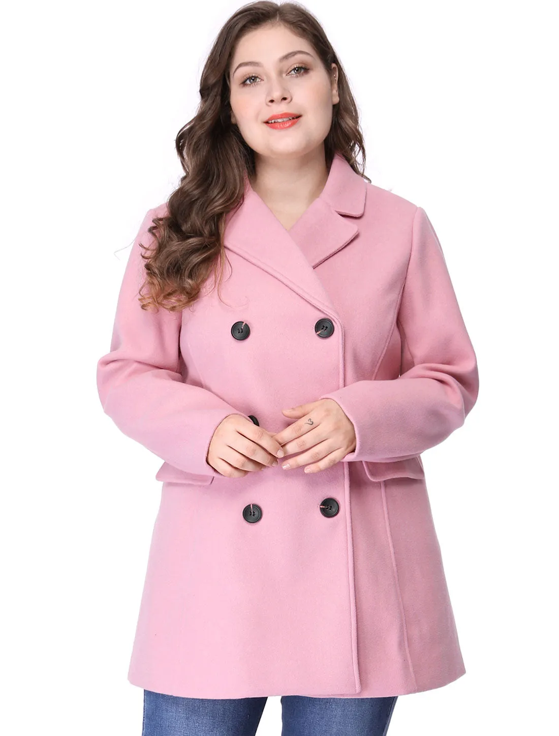 Women's Plus Size Notched Lapel Double Breasted Coat