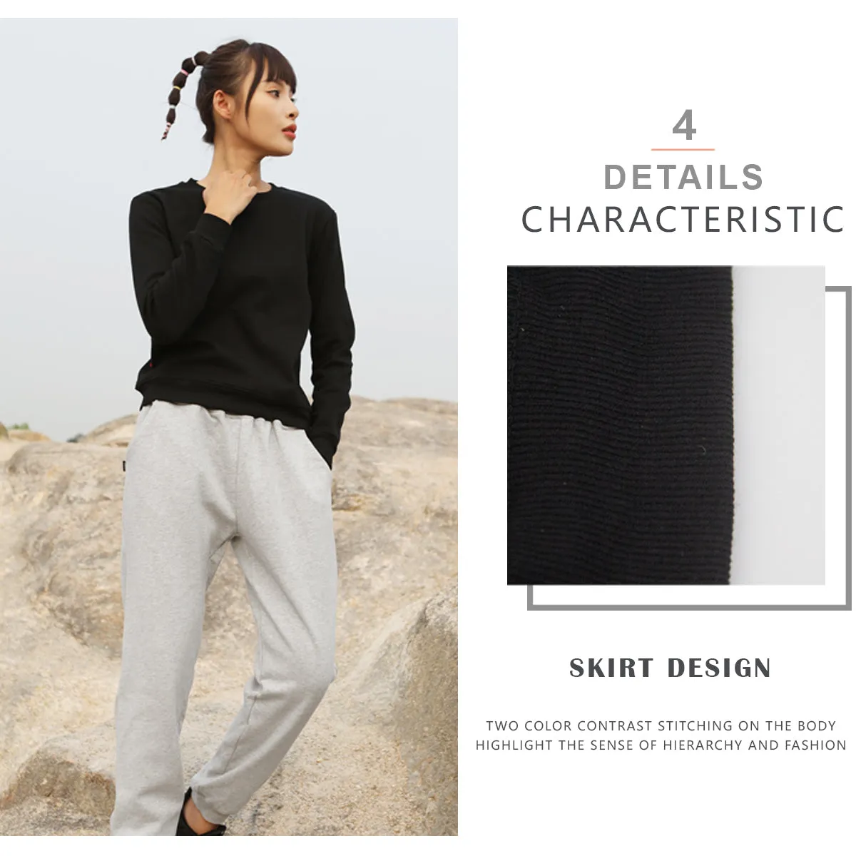 Women's Pullover O-Neck Sweatshirt & Sweatpants Set