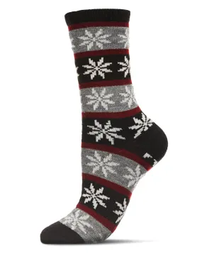 Women's Soft Snowflake Fair Isle Cashmere Blend Crew Socks
