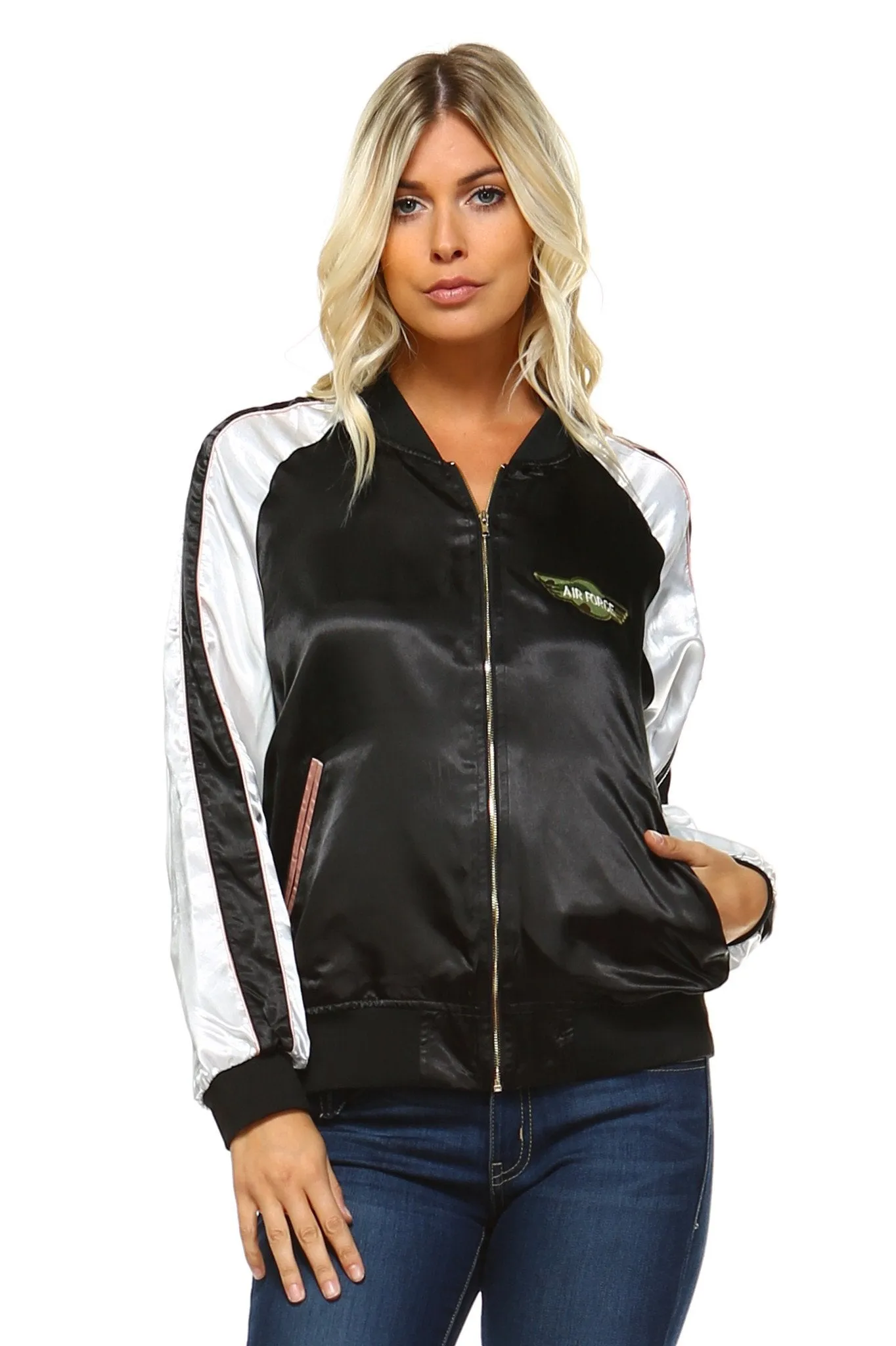 Women's Stripe Bomber Jacket