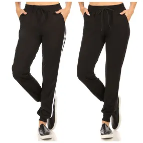 Womens Sweat Jogger Pants High Rise Loose Fit Elastic Waist Straight Leg Pants