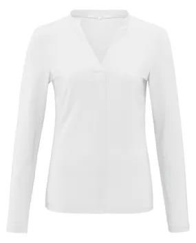 Yaya White Henley Long Sleeve T-Shirt
