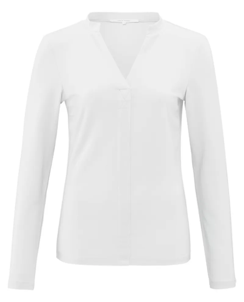Yaya White Henley Long Sleeve T-Shirt