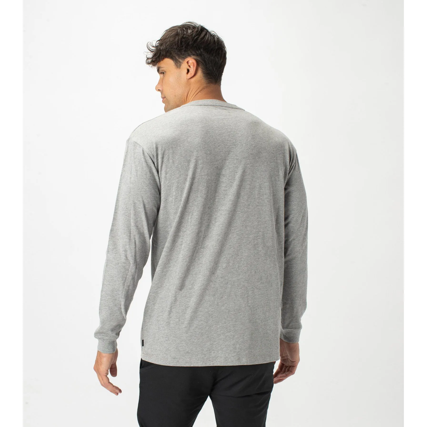 Zanerobe Men Henley LS Tee Dark Grey Marle 128-STA