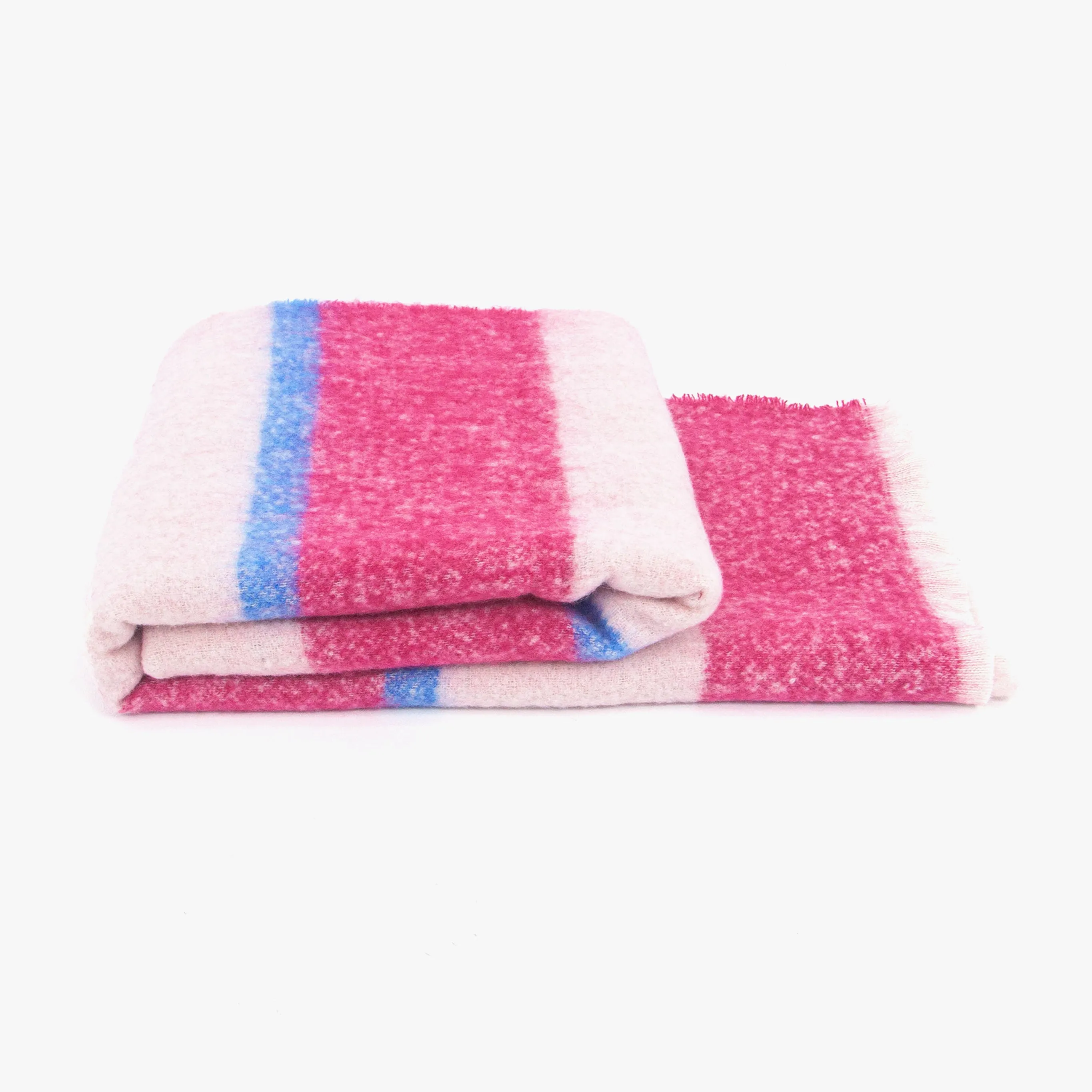 Zola Midweight scarf - Fuchsia/Blue, Block Stripe